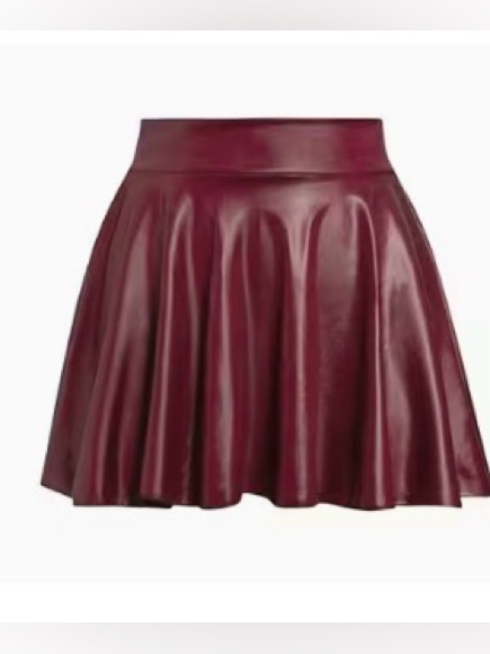 Women’s Burgundy Faux Leather Skater Skirt